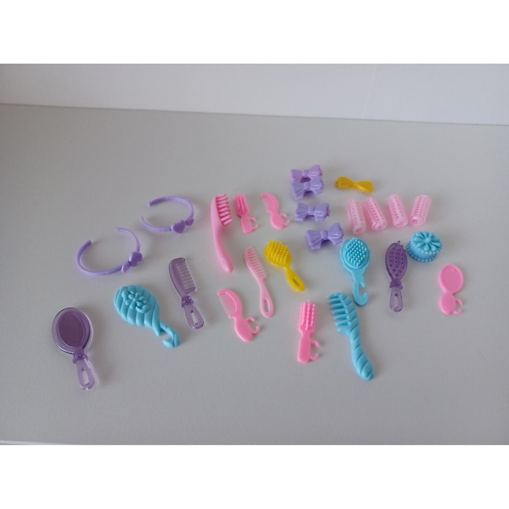 Vintage Barbie Hair Accessory Lot Brushes Combs Mirrors Rollers Headbands
